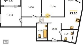 3-к квартира | 71.60 м² | 17 - 35 эт.