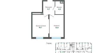41.05 м² | 7 - 25 эт.