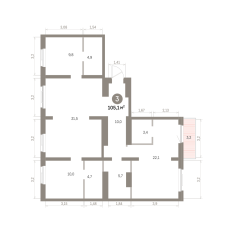 105.00 м² | 8 - 9 эт. 00