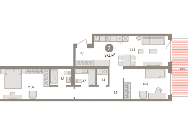 97.00 м² | 2 - 15 эт.