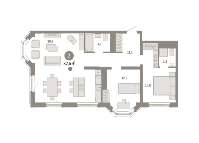 82.00 м² | 21 - 24 эт.