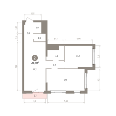 70.00 м² | 22 - 25 эт. 00