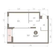 52.00 м² | 9 - 16 эт. 00
