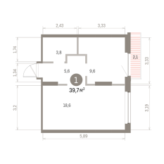 39.00 м² | 3 - 8 эт. 00