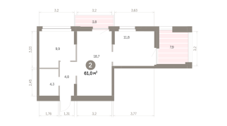 60.00 м² | 4 - 9 эт.