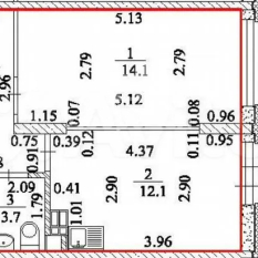 1-к квартира | 35.80 м² | 4 - 13 эт. 11