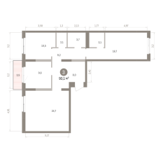 93.00 м² | 3 - 9 эт. 00