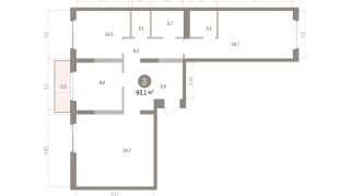 93.00 м² | 3 - 9 эт.