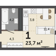 23.70 м² | 24 - 30 эт. 00