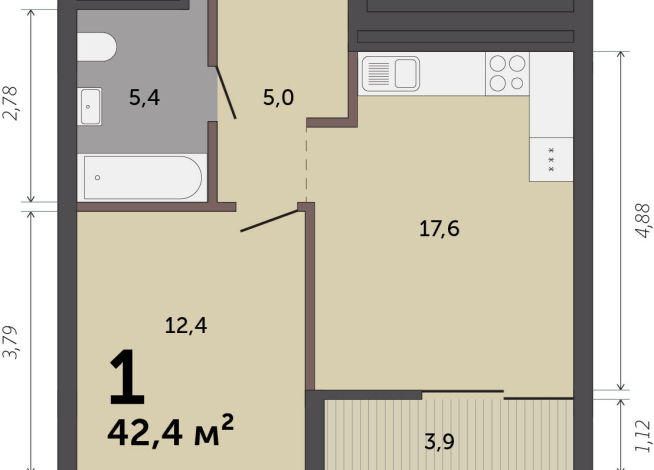 42.00 м² | 15 - 17 эт.