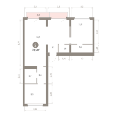 73.00 м² | 9 - 9 эт. 00
