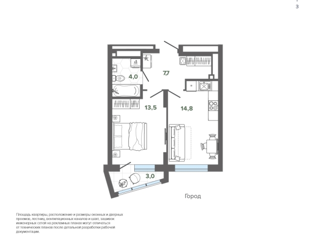 43.10 м² | 24 - 25 эт.