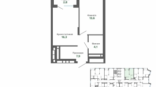 44.75 м² | 14 - 25 эт.