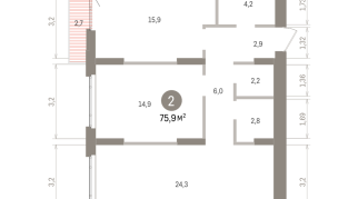 75.00 м² | 13 - 16 эт.