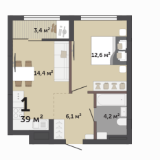 39.00 м² | 9 - 12 эт. 00