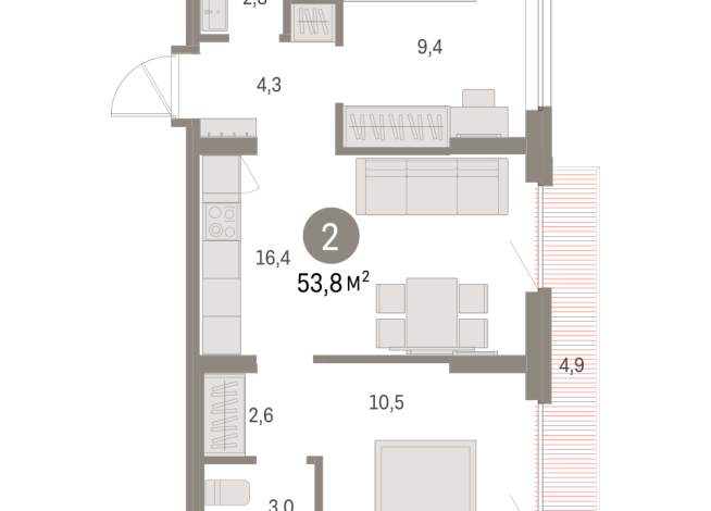 53.00 м² | 5 - 9 эт.