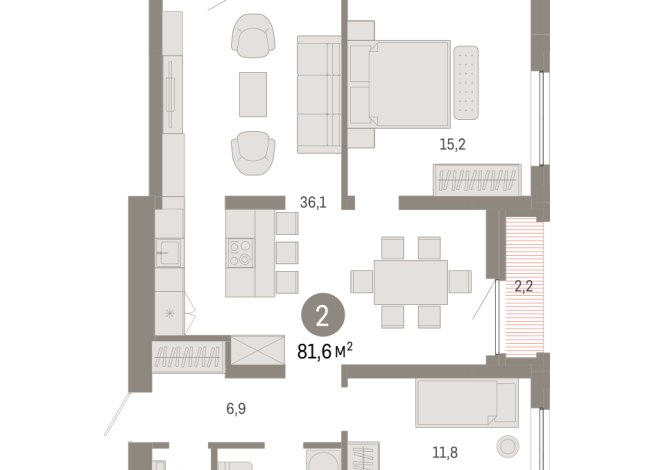 81.00 м² | 14 - 16 эт.