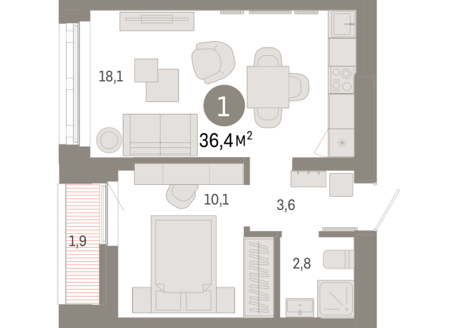 36.00 м² | 8 - 8 эт.