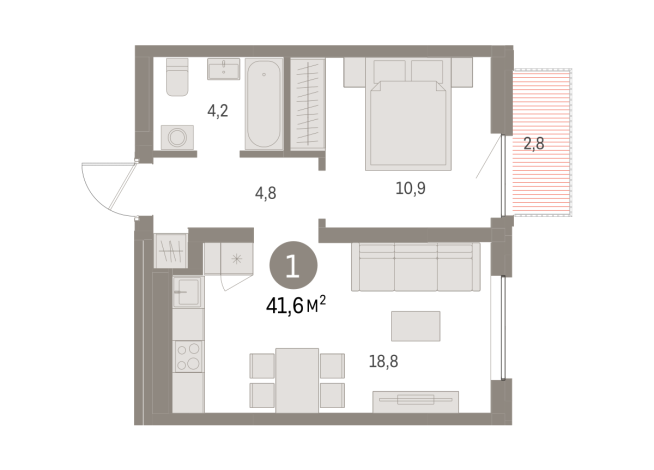 41.00 м² | 4 - 8 эт.
