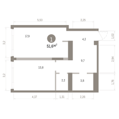 51.00 м² | 21 - 24 эт. 00