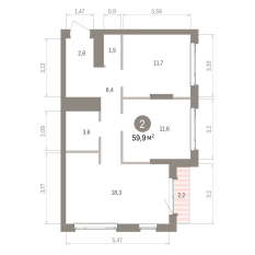 59.00 м² | 20 - 25 эт. 00