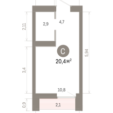 20.00 м² | 14 - 16 эт. 00