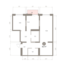 83.00 м² | 7 - 16 эт. 00