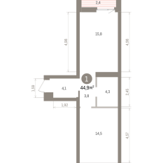 44.00 м² | 5 - 7 эт. 00