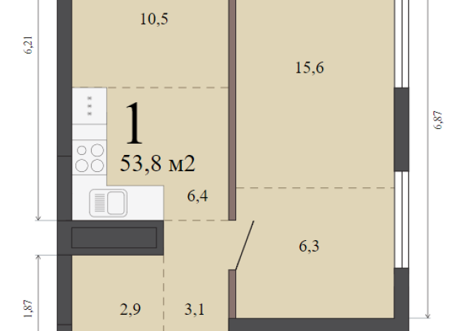 53.80 м² | 16 - 23 эт.