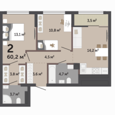 60.20 м² | 9 - 17 эт. 00