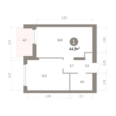 44.00 м² | 14 - 16 эт. 00