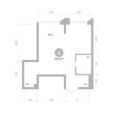 55.00 м² | 11 - 21 эт. 01
