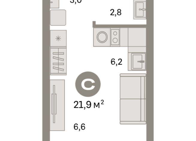 21.00 м² | 4 - 9 эт.