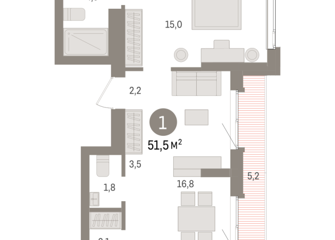 51.00 м² | 22 - 25 эт.