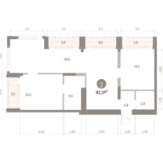 82.00 м² | 20 - 24 эт. 00