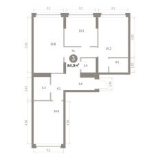 84.00 м² | 2 - 9 эт. 00