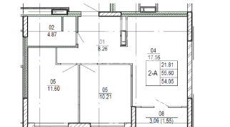 2-к квартира | 54.05 м² | 19 - 24 эт.
