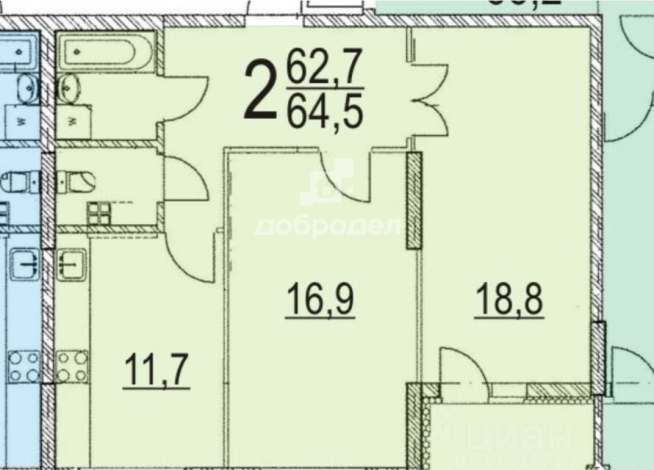 63.00 м² | 8 - 18 эт.