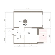 39.00 м² | 9 - 9 эт. 00