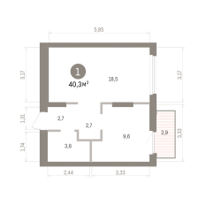 40.00 м² | 2 - 9 эт. 00