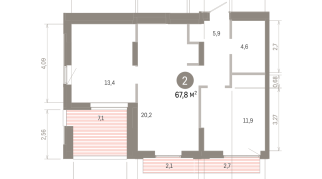 67.00 м² | 14 - 16 эт.