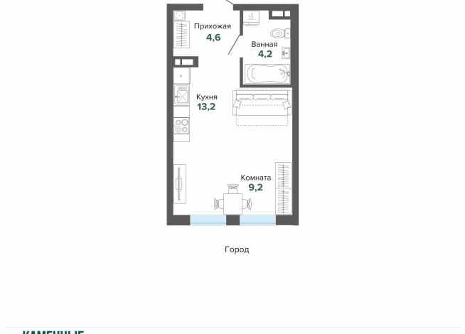 31.00 м² | 9 - 25 эт.