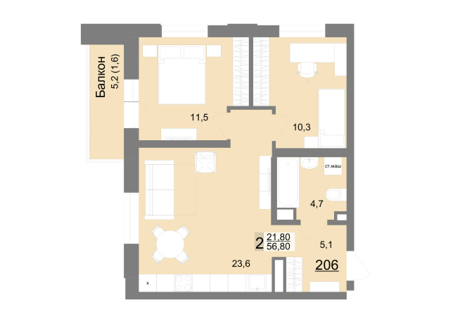 56.50 м² | 23 - 26 эт.