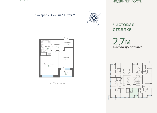 39.30 м² | 11 - 31 эт.