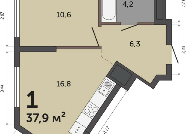 37.90 м² | 16 - 30 эт.