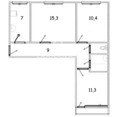 3-к квартира | 58.00 м² | 7 - 9 эт. 50
