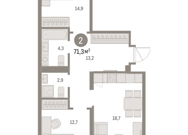 71.00 м² | 7 - 8 эт.