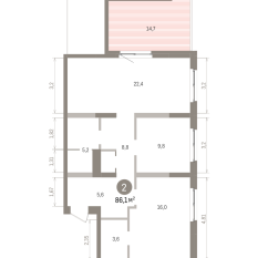 86.00 м² | 8 - 9 эт. 00