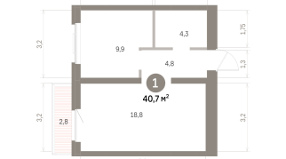 40.00 м² | 4 - 9 эт.