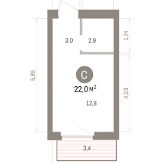 21.00 м² | 7 - 9 эт. 00